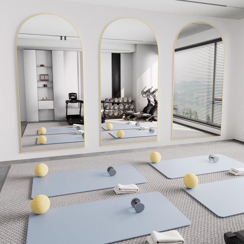 Grand miroir pleine grandeur avec 3 modes de fixation, Doré, 71 po x 32 po