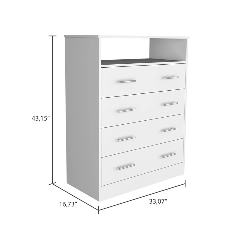 Commode rectangulaire à 4 tiroirs Dover, Blanc
