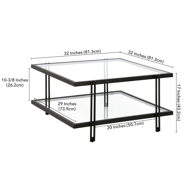 Inez Glass Top Single Coffee Table, Blackened Bronze