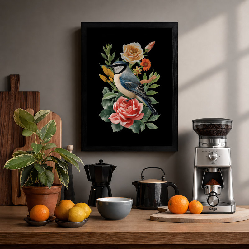 Floral Rest Botanical - Framed Print, Black, A4 - 29.7 x 21.0 cm