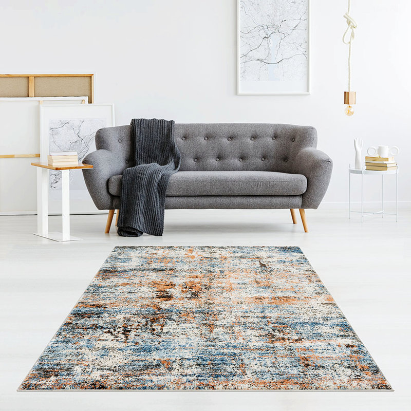 Tapis abstrait, tapis tissé à la machine, tapis d'intérieur, Rectangle 5 pi 3 po x 7 pi