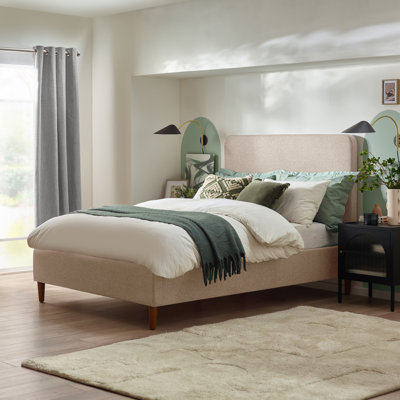 Rozy Luxury Fabric Upholstered Bed Frame - Crisp Minimalist Design Eco Fabric