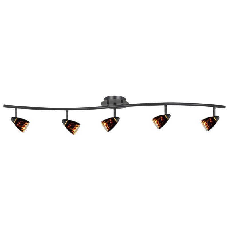 48'' 5 -Light Fixed Track Track Kit with Dimmable and Adjustable Head, Red Spot, Brushed Steel