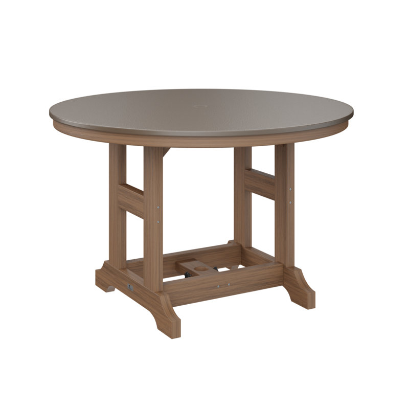 Table de bar ronde Berlin Garden, Bronze martelé, Acajou antique, H 39,5 po x l 48 po x P 48 po