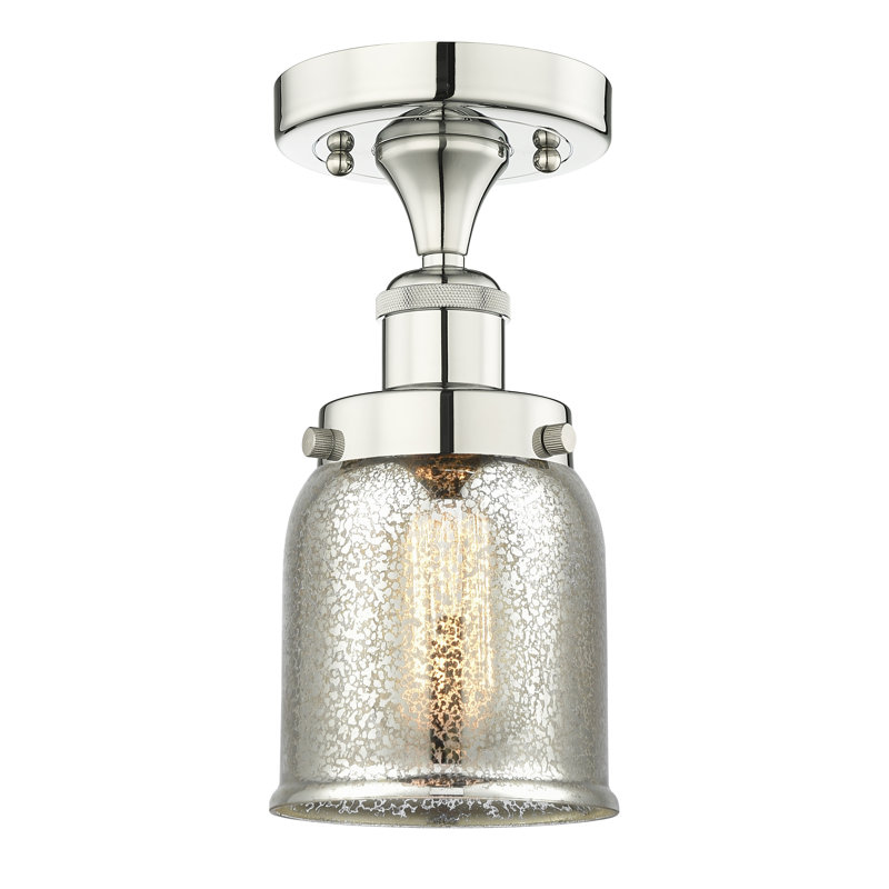 Pontus Glass Semi Flush Mount, Polished Nickel, Silver Plated Mercury