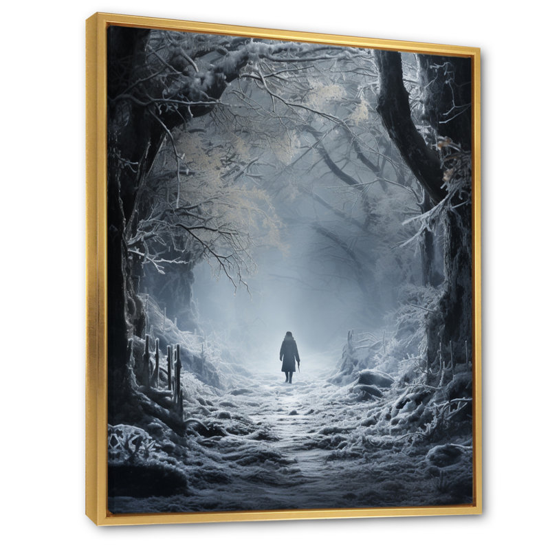 Winter Solitude - paysages, impressions d'art mural, H 32 po x l 16 po x P 1 po, Cadre flottant doré