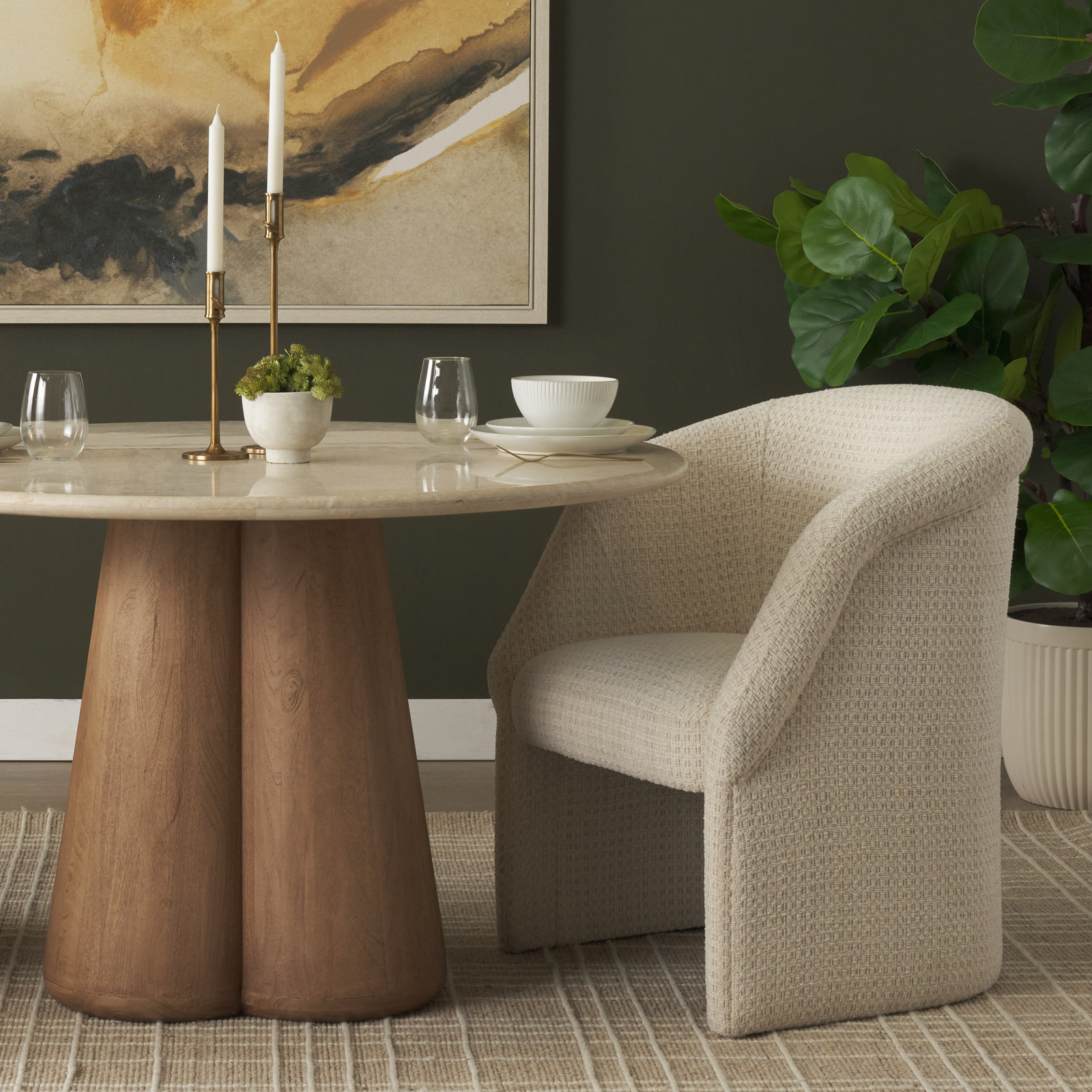 Wyeth Dining Armchair, Cream