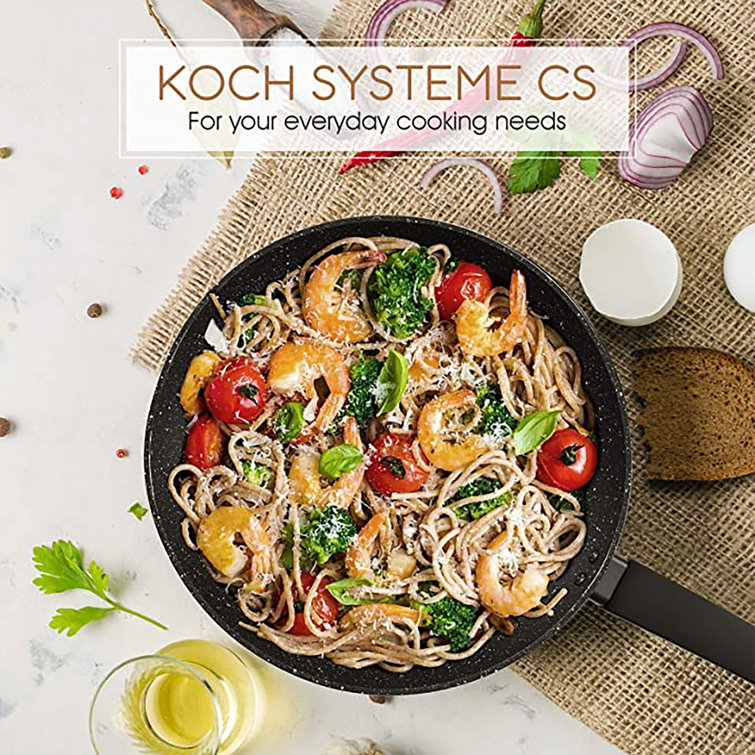 Koch Systeme Cs + Nonstick Pan Set With Lids, Aluminum Frying Pan Sets With  Ceramic White Coating, 100% Apeo & Pfoa Free, Cookware Sets With Ergonomic  Handle, Compatible For All Stoves - Temu