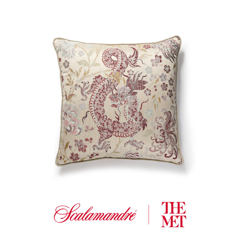 The MET x The House of Scalamandre Dragon Tableau Pillow, Winter Rose