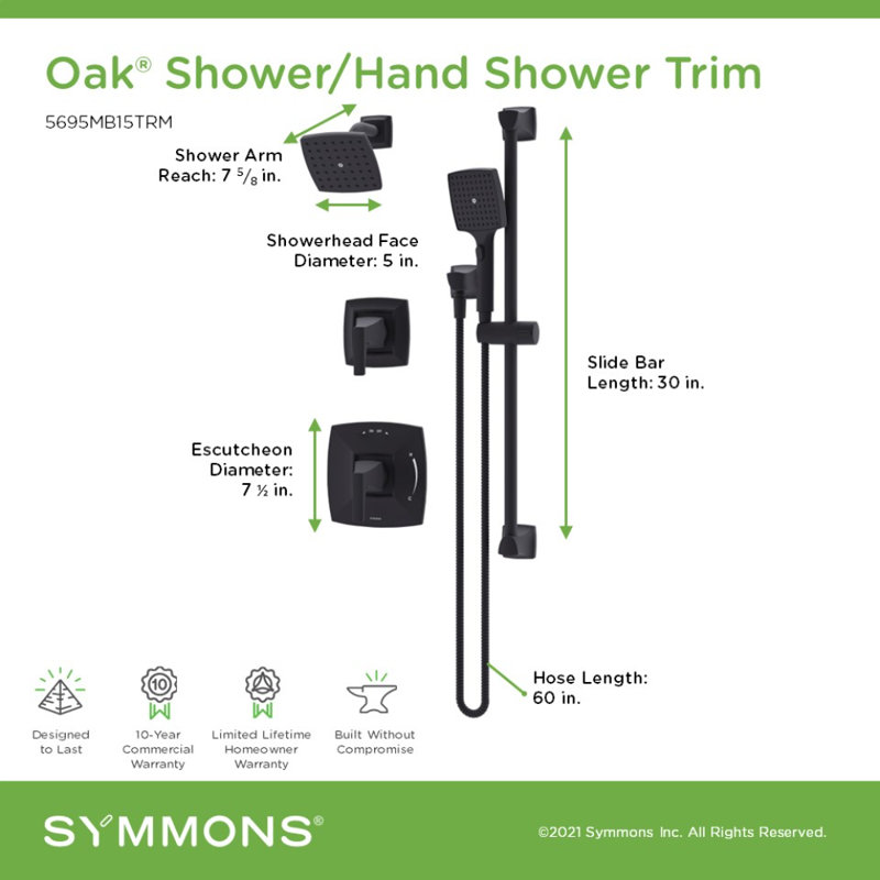 Oak HydroMersion Double Handle Shower with Hand Spray, Matte Black