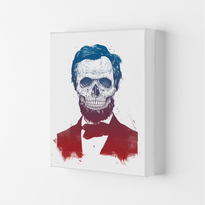 Dead Lincoln Skull by Mercedes Lopes Charro - Print, 84.1cm H x 59.4cm W x 4cm D, Wrapped Canvas