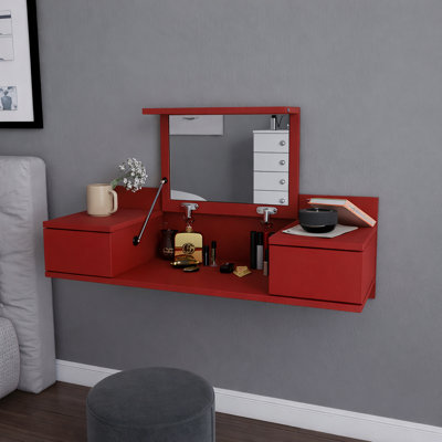 Bureau de coiffeuse flottant avec miroir Lenhardt