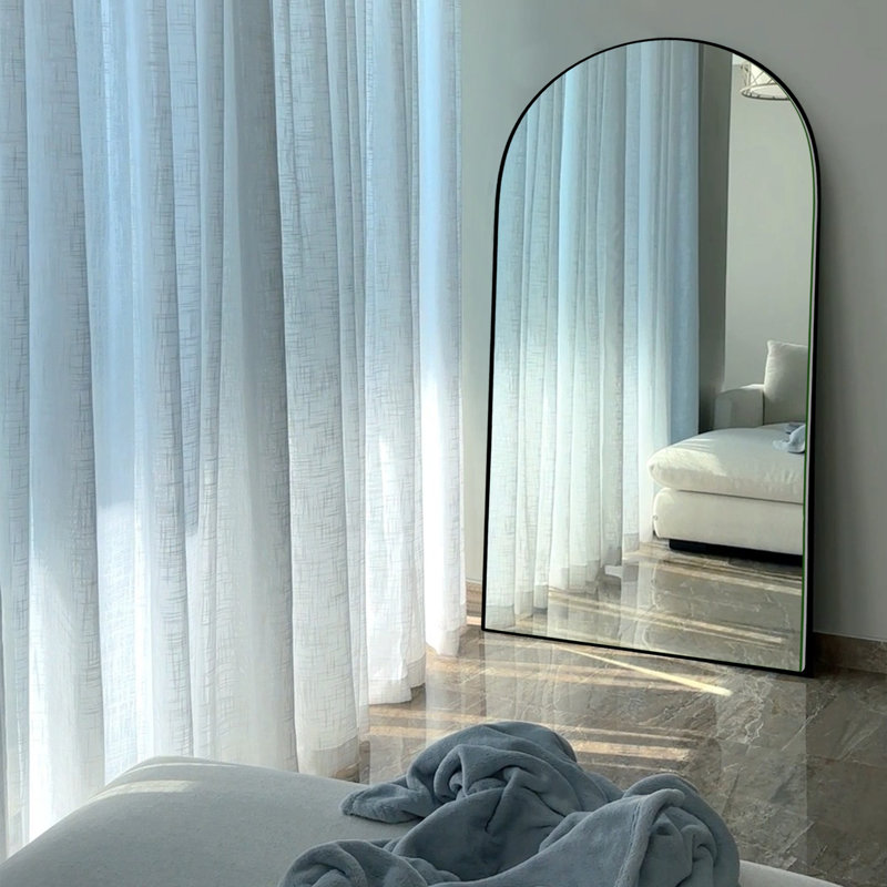 Miroir de plancher en bois massif Taziyah, Noir, H 71 po x l 32 po