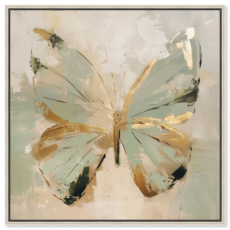 Sage Butterfly Colorful Wall Art by Art Remedy, Silver Framed, 21" H x 21" W
