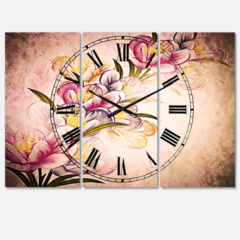 Fleurs mauves - horloge murale