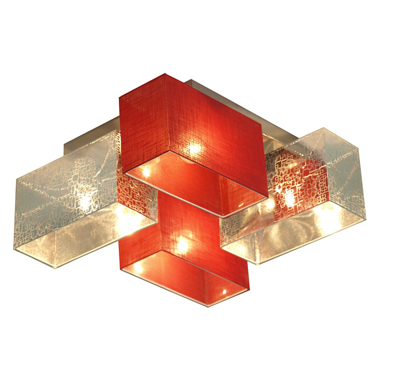 Seaton Semi Flush Mount, Clear burgundy/Silver, Matt brushed nickel