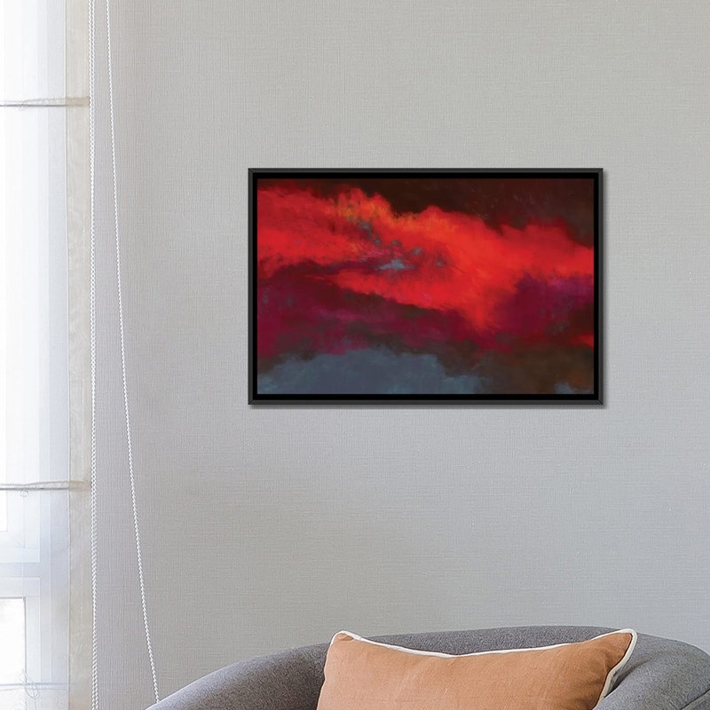 «Fields of Fire», reproduction sur toile, Toile avec cadre noir, H 32 po x l 48 po x P 1,5 po, Pas de tapis