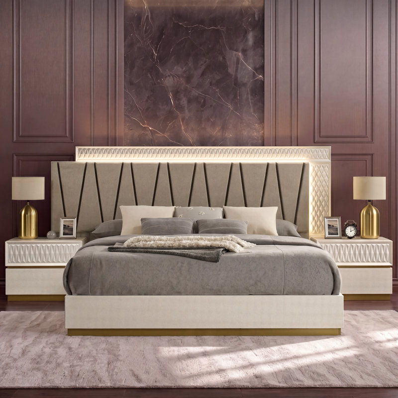Ensemble de chambre à coucher 3 pièces Stanbridge, 3 Pcs: Bed, 2 Nightstands, King