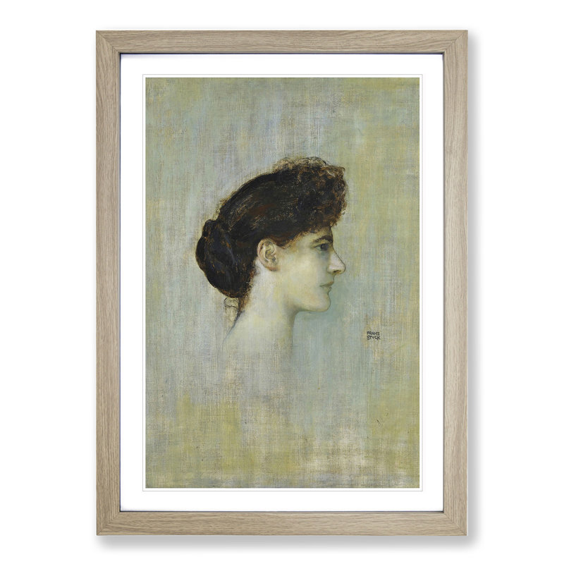 Portrait of a Woman by Franz Von Stuck - Picture Frame Painting, Oak Framed, 36cm H x 27cm W x 2cm D