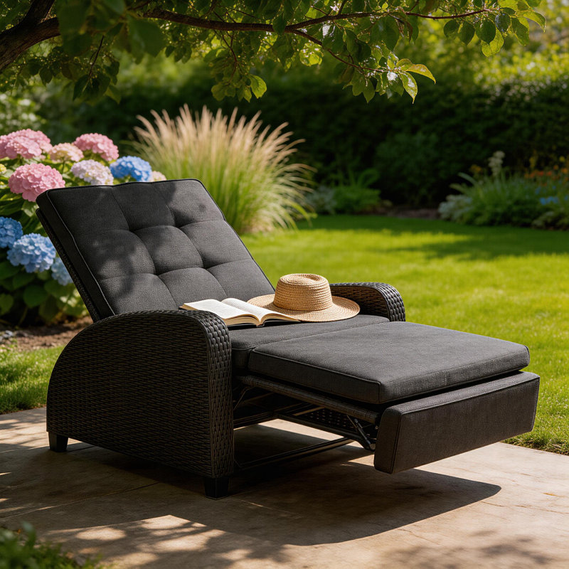 Chaise longue d'extérieur 30 po avec coussins