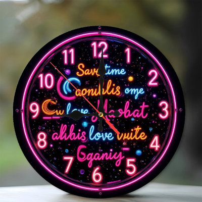 Neon Clock Wall Art Home Decor