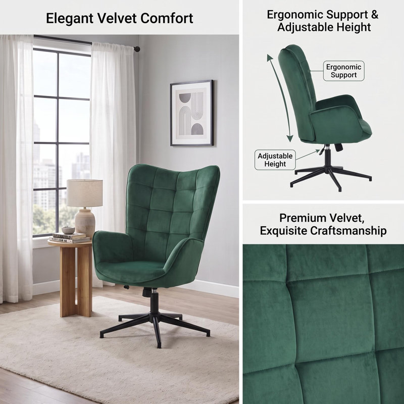 Charton Executive Chair, Dark Green, Height Adjustable