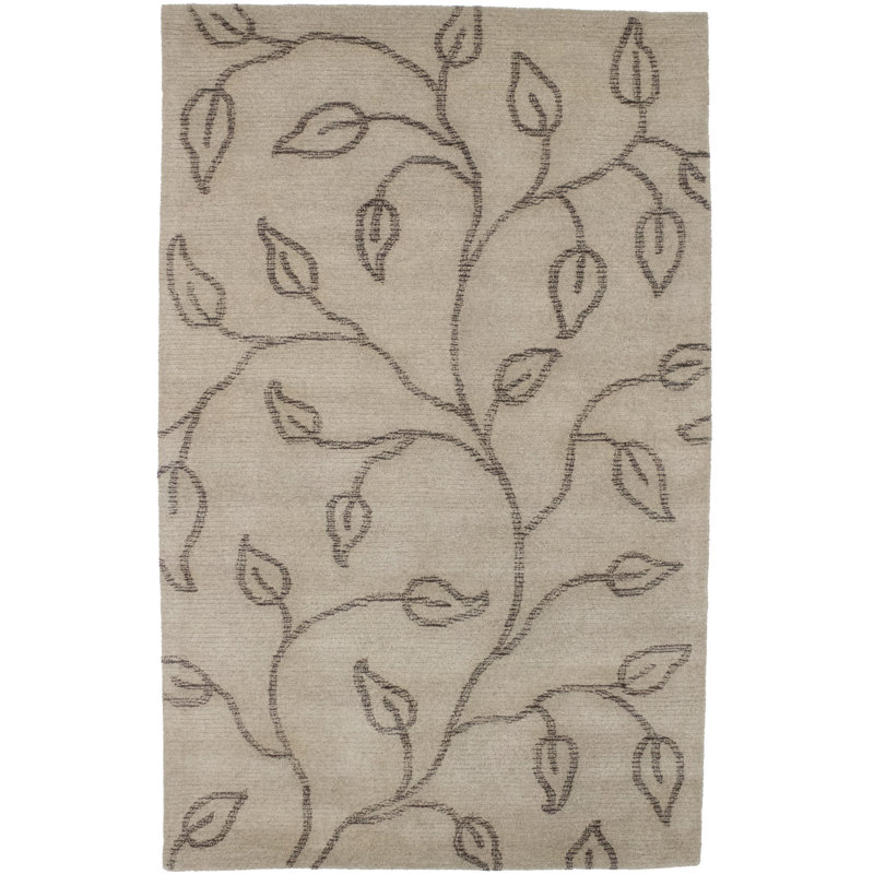 Tapis beige en laine touffeté à la main 5 x 8