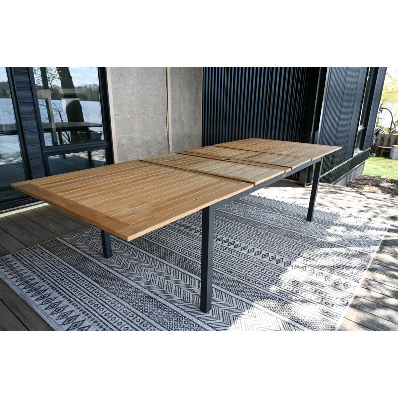 SoHo 115" Teak Aluminum Outdoor Extension Table, White