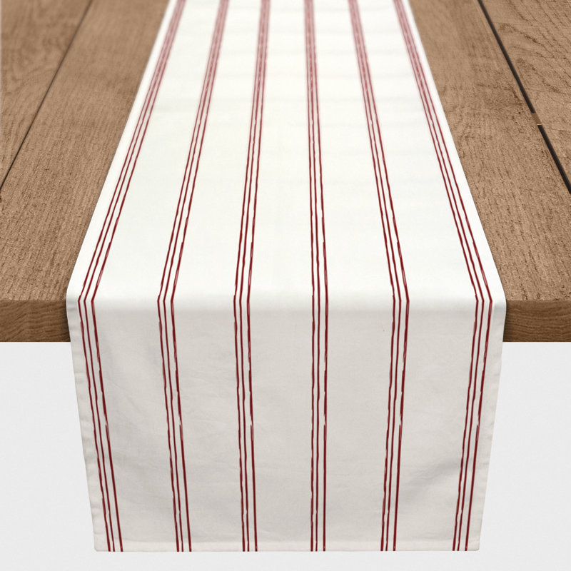 Annie-Marie Striped Table Runner, 72" x 16", Red