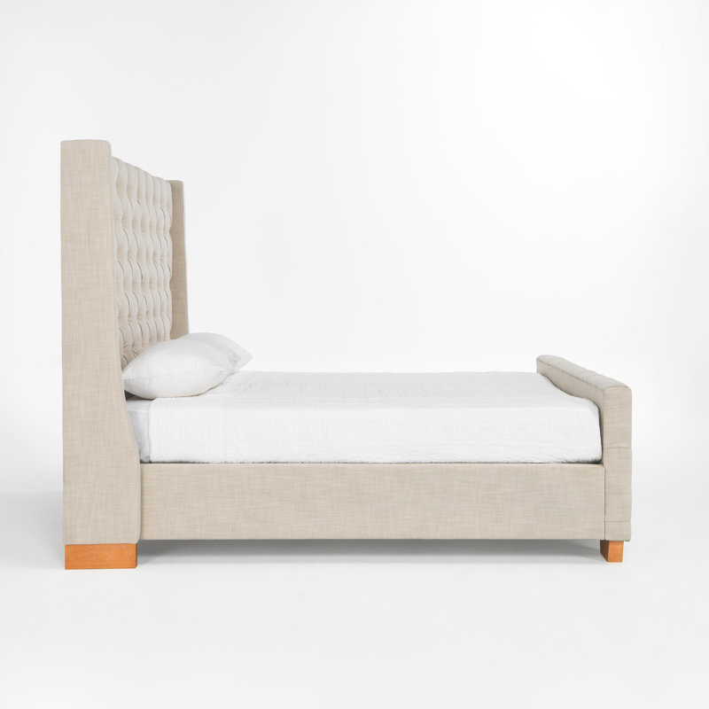 Laurent Fabric Tufted Queen Bed In Beige, Queen
