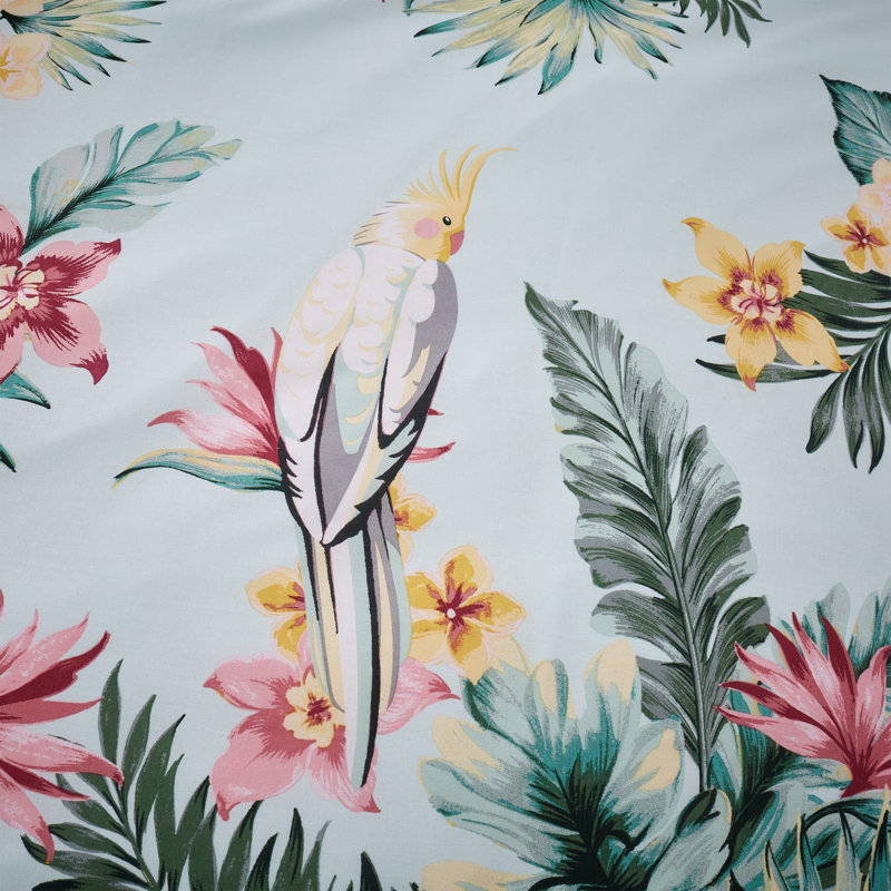Tropical Floral Easy Care Duvet Cover Set, Double Duvet Cover + 2 Standard Pillowcases