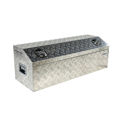 Aluminum Heavy Duty Pick Up ATV Trailer Tool Box with Lock (44''x15''x15'' Silver)
