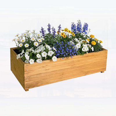 Lit de jardin surélevé en bois de sapin massif avec doublure, grande boîte à fleurs d'extérieur pour légumes et herbes, panneaux épaissis, conception de drainage respirant, naturel et durable