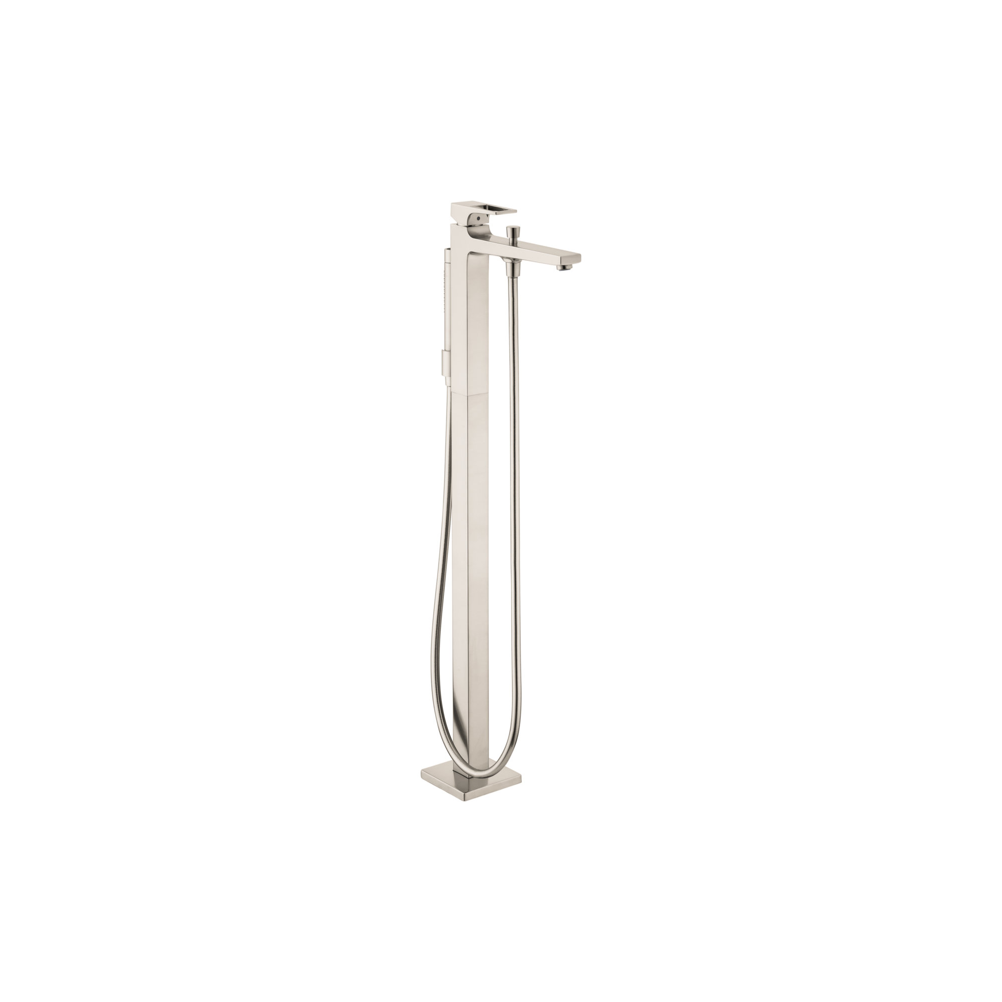 Metropol Single Handle Deck Mounted Freestanding Tub Filler Trim with Hand Shower, Brushed Nickel