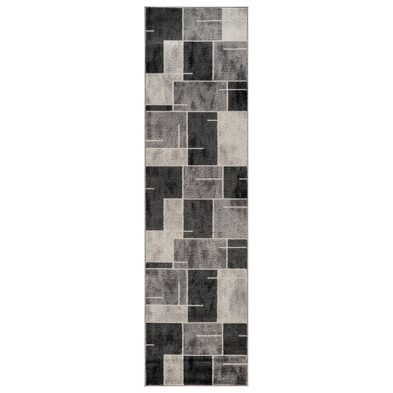 Modern Linear Area Rug Clean Contemporary Design, Cream, Runner 2'2" x 12'