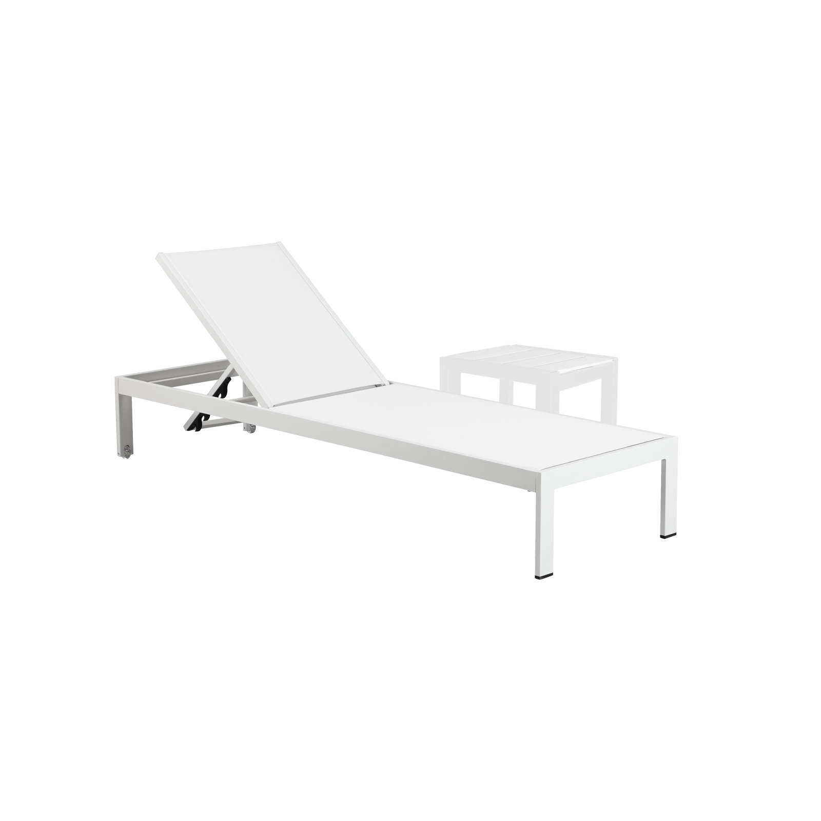 Aynura 25" Patio Chaise Lounge Set, White, White