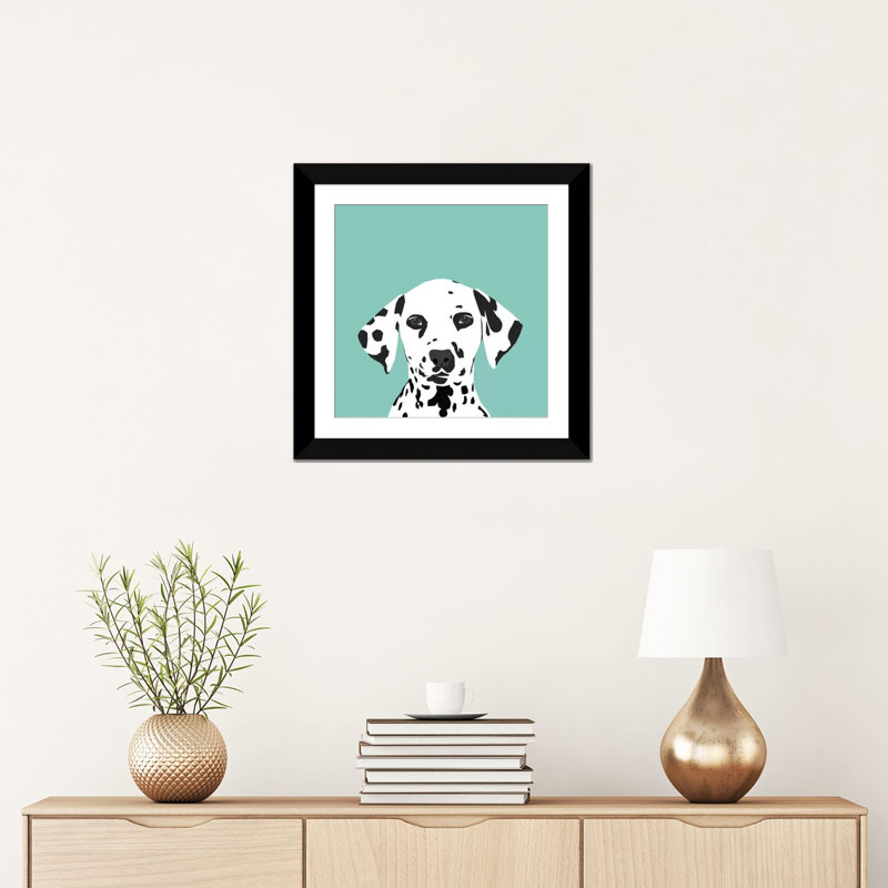 Dalmatien, impression sur toile tendue, H 16 po x l 16 po x P 1 po, Papier d'art encadré noir, Blanc