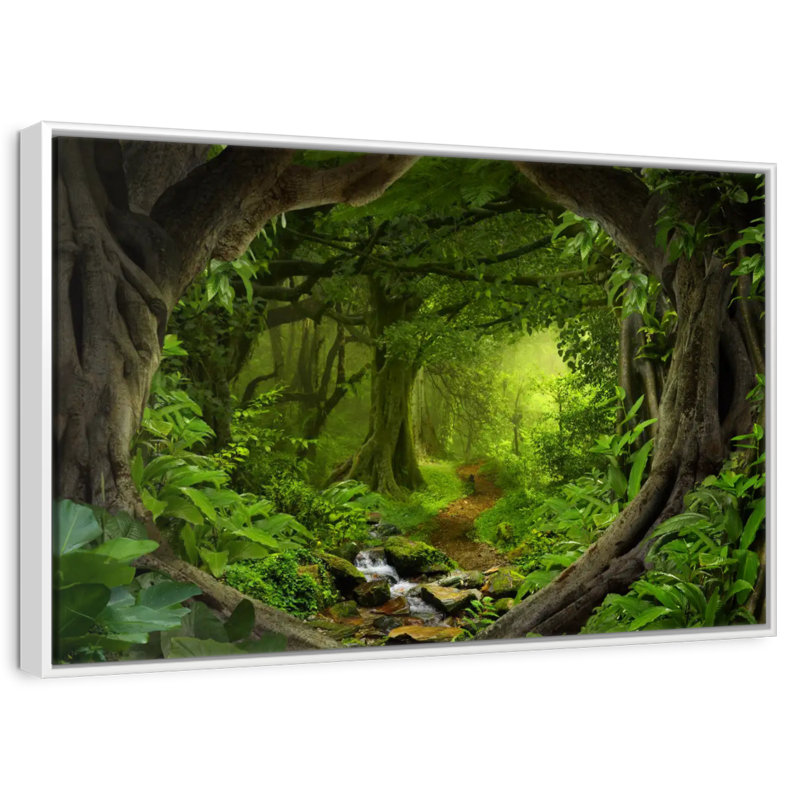 Jungle tropicale du sud-est asiatique, Cadre flottant blanc, 19 po x 13 po