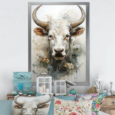 «Forever Grazing Flower Cow Portrait» - impressions d'art mural de vache