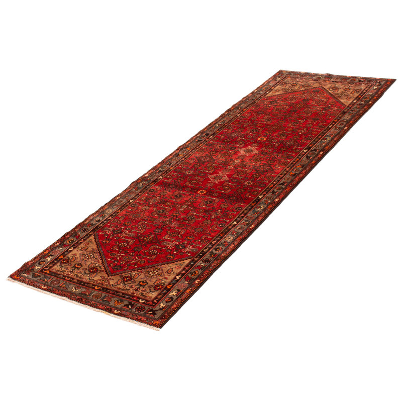 Tapis rouge noué à la main unique 3 pi 5 po x 10 pi 3 po Andelz