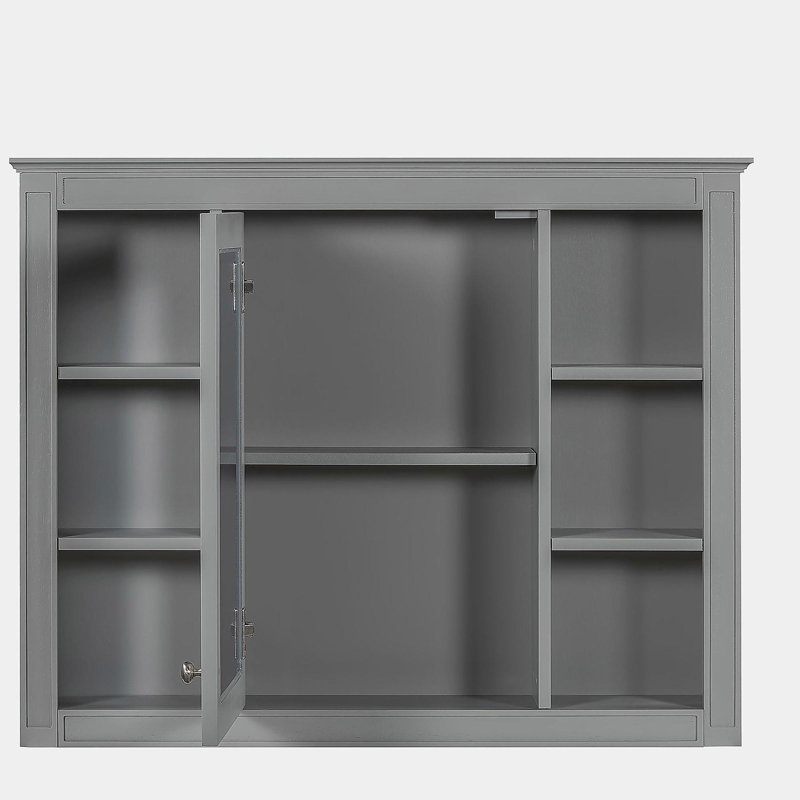 Armoire à pharmacie, armoire de rangement murale pour salle de bain, armoire murale moderne avec miroir, armoire à miroir avec 6 tablettes ouvertes, meuble-lavabo non inclus