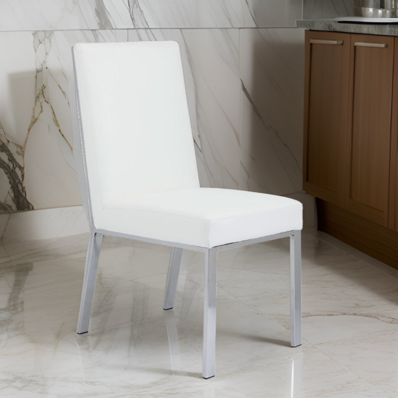 Chaise parsons en velours Kyrsti, Blanc