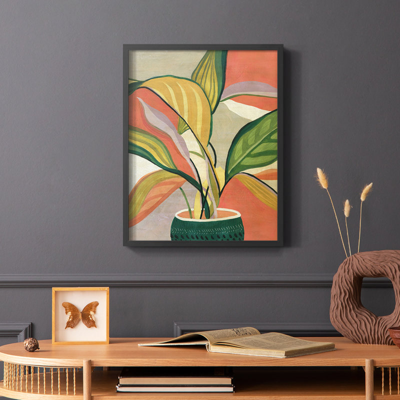 «Pots Bird of Paradise», reproduction encadrée en bois massif, Noir, H 14 po x l 11 po