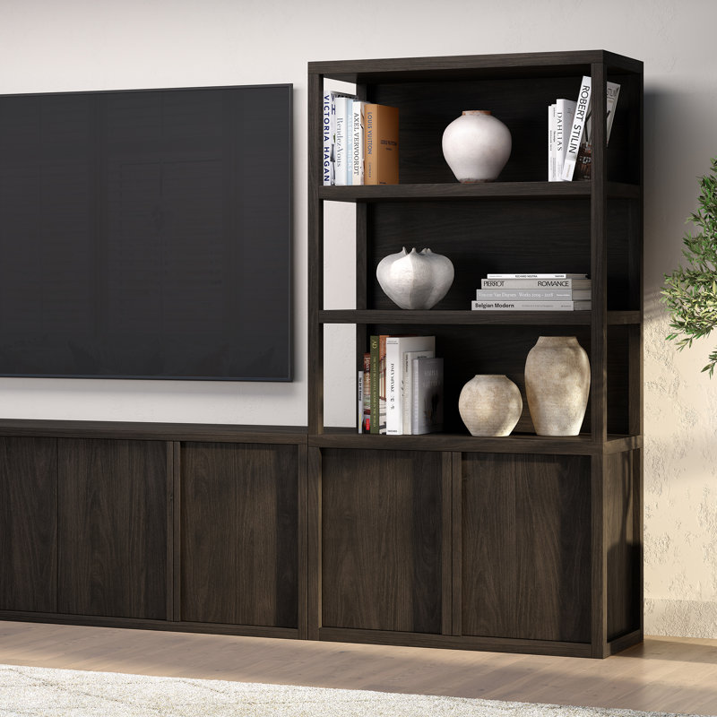 Savin 67.5"H 5-Tier MDF Tall Rectangular Bookcase in Alder Brown, Alder Brown