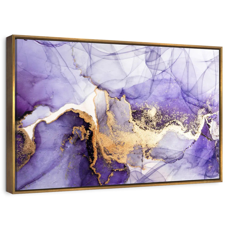Mauve brume mauve, Cadre flottant doré, 43 po x 29 po