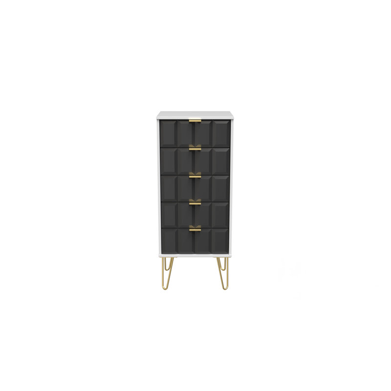 Allem 45cm W Manufactured Wood Bedside Table, Graphite/White