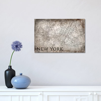 New York Map by PI Galerie - Wrapped Canvas Print