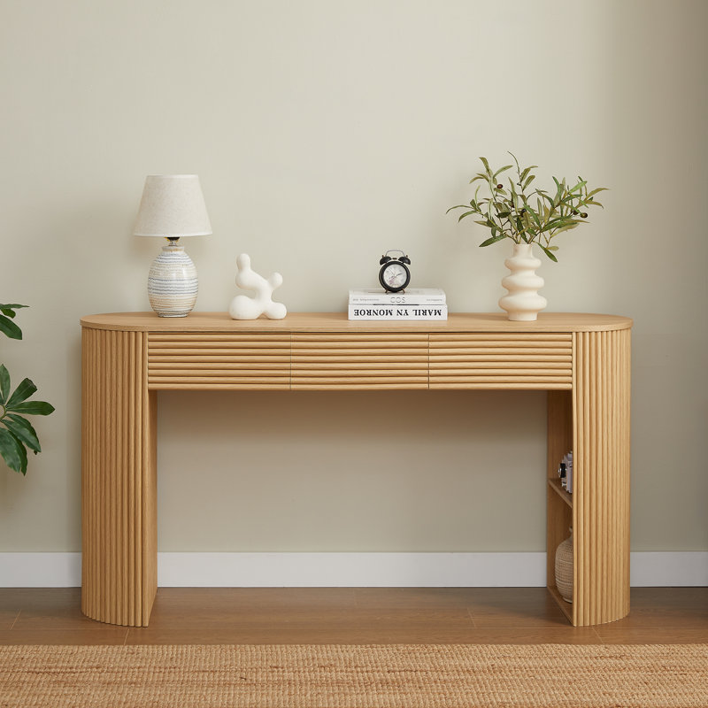 Console moderne à 3 tiroirs Nara, Naturel