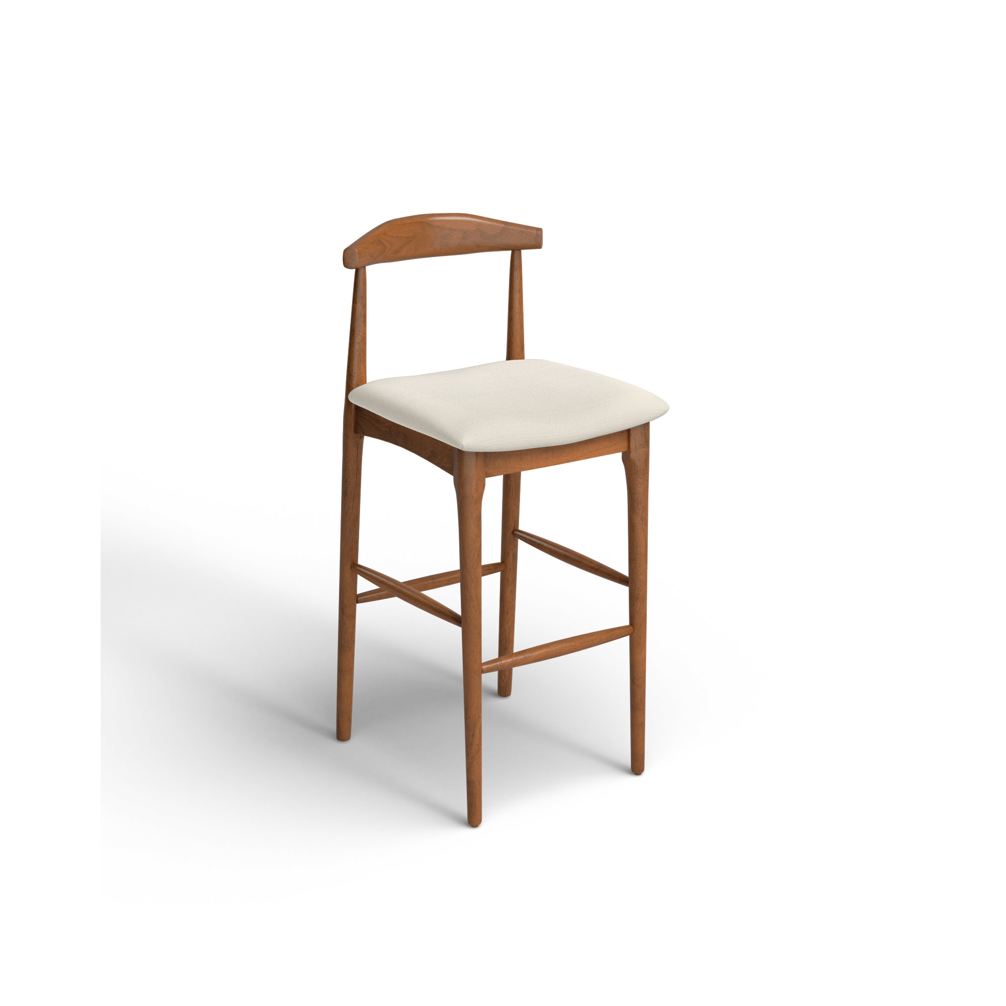 Hank Counter/Bar Stool, Bar Stool (29.6" Seat Height), Cream, Walnut