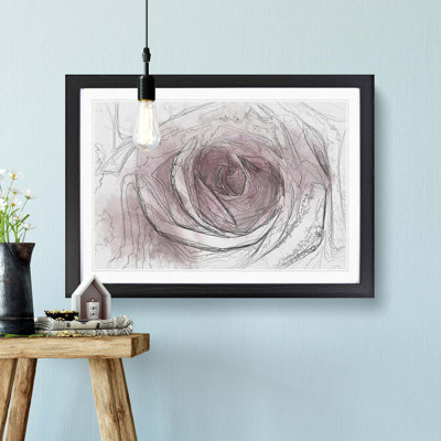 Pretty in Pink Rose Flower in Abstract - Framed Print